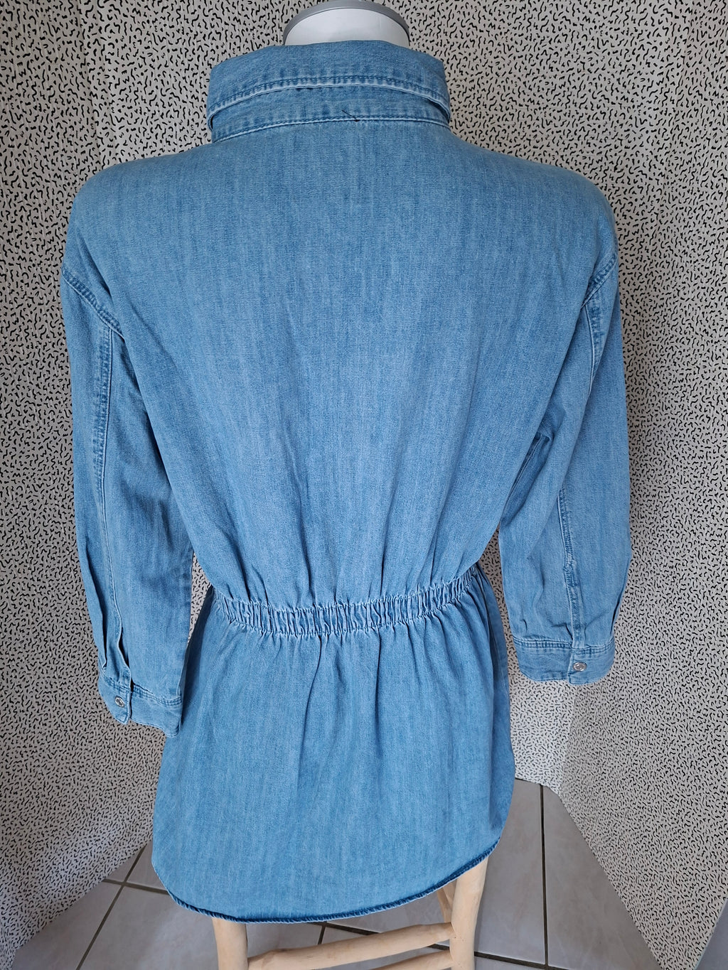 Robe chemise Zara en jean denim bleu – Taille L – 100 % coton
