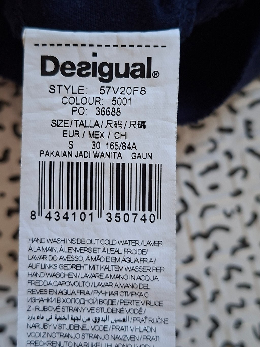 Robe Desigual femme S bleu marine multicolore sequins 100% coton