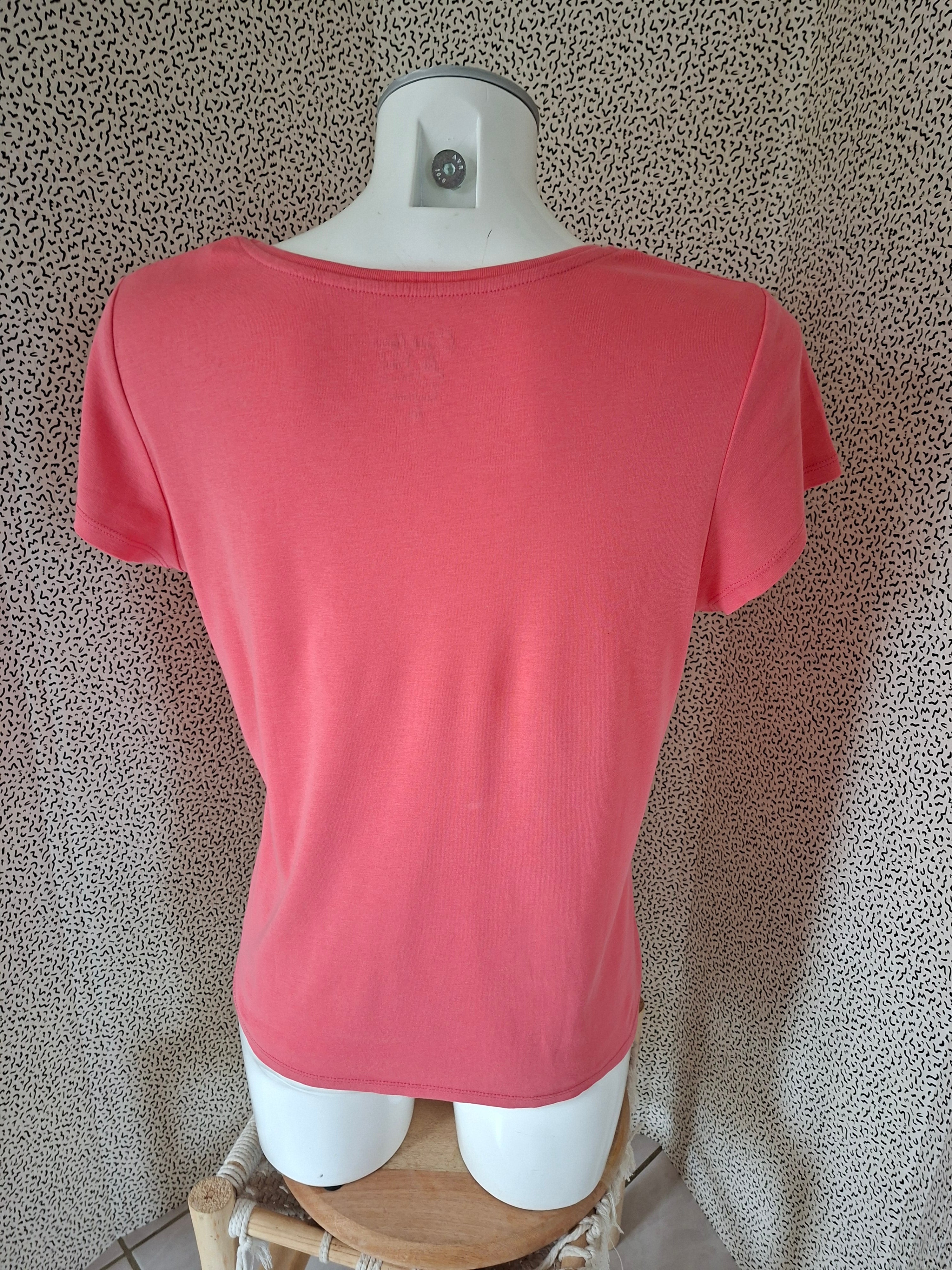 T-shirt femme C’est Beau La Vie ! corail – T3 – 100 % coton