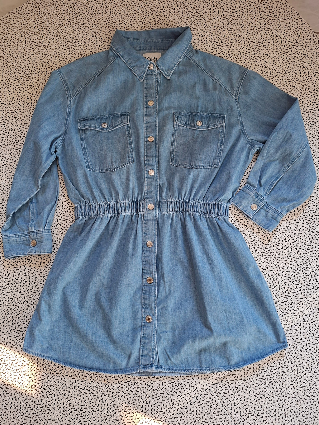 Robe chemise Zara en jean denim bleu – Taille L – 100 % coton