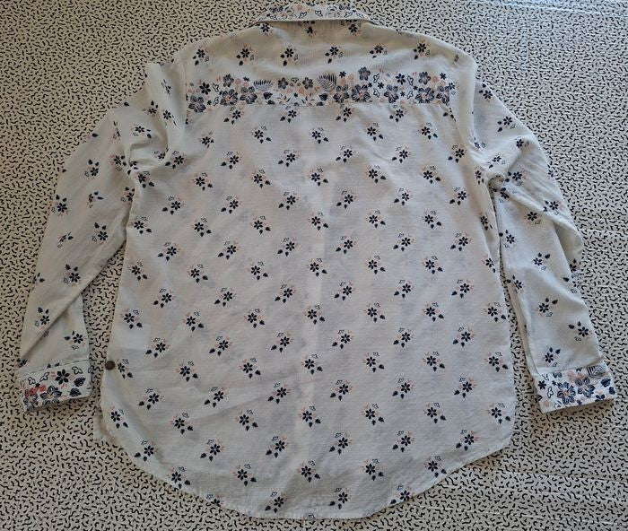 Chemise fleurie Pepe Jeans London femme taille L 100% coton blanc rose bleu