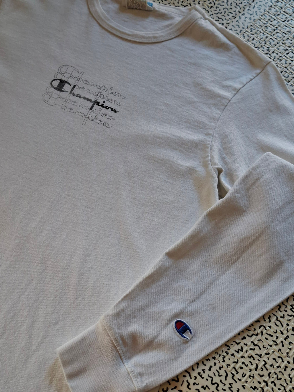 Titre : Champion vintage – T-shirt manches longues blanc – Taille S