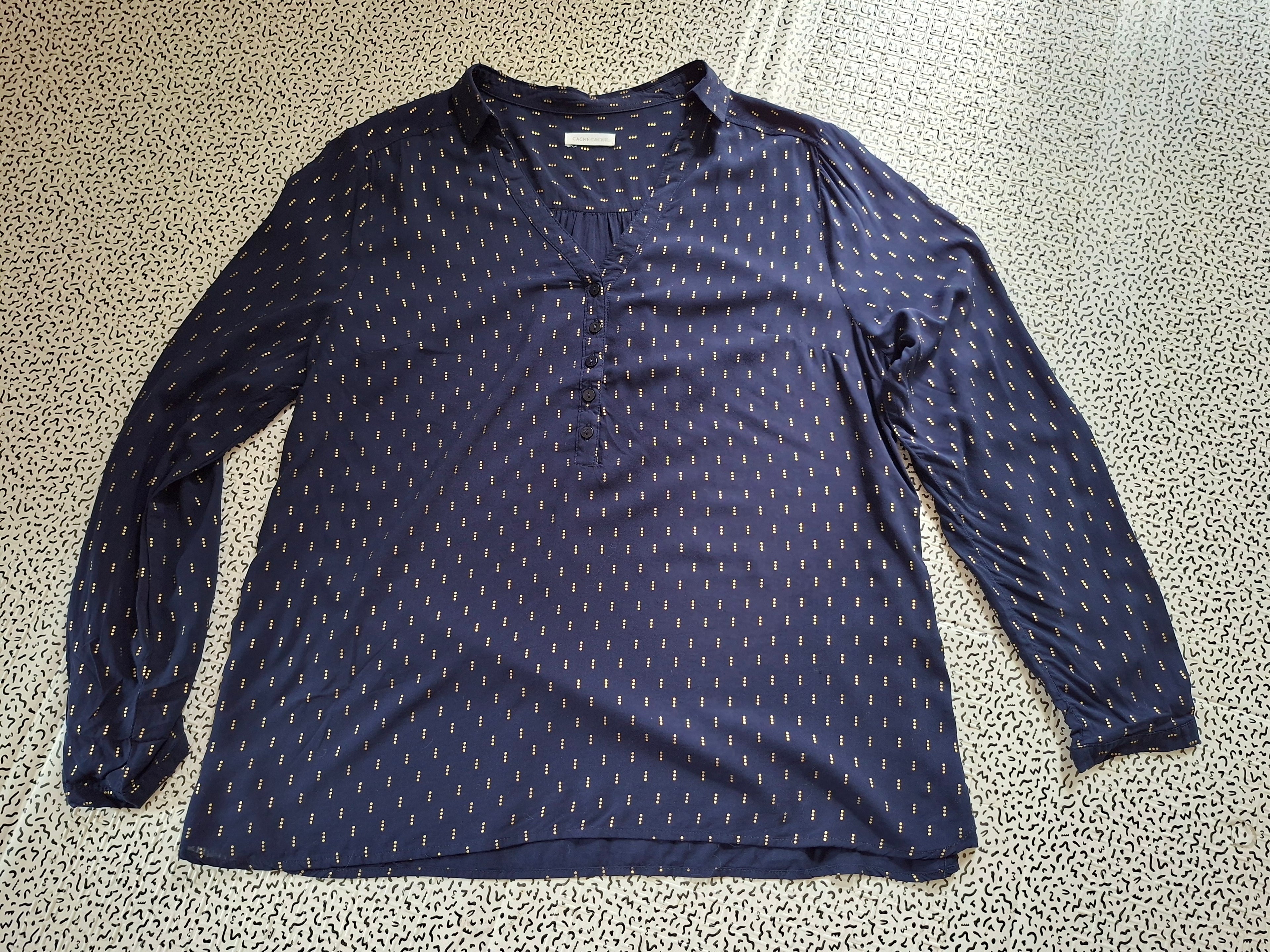 Blouse Cache Cache bleu marine motifs dorés – 40/42