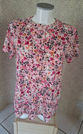 T-shirt femme fleuri rose manches courtes Damart taille 38/40 - seconde main