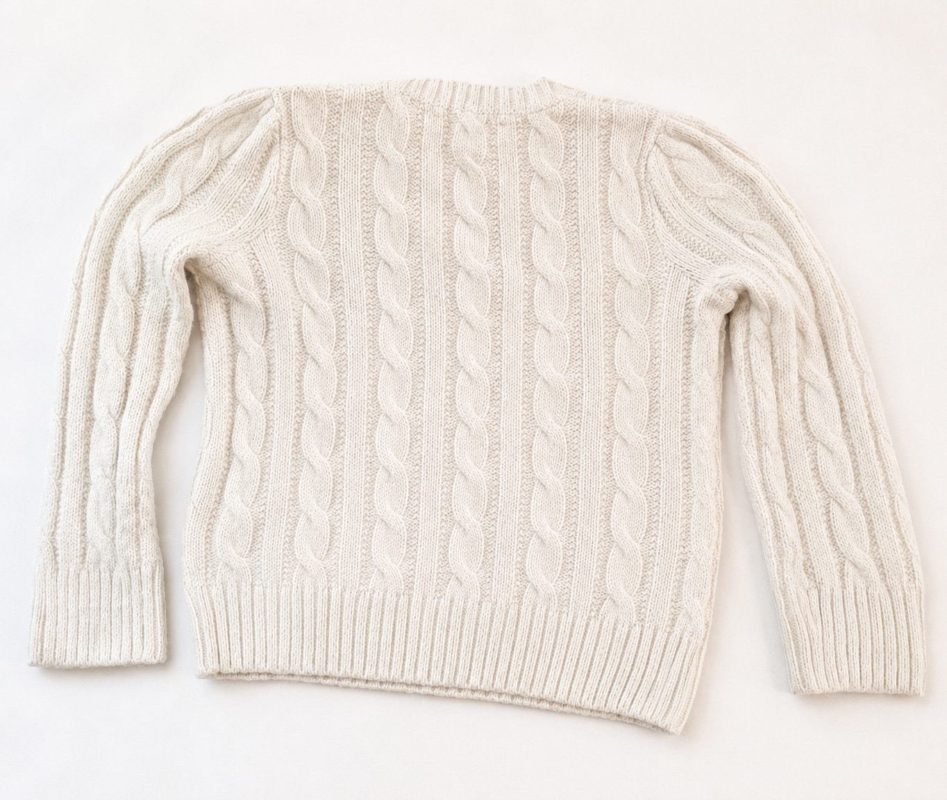Pull torsadé blanc écru pailleté Polo Ralph Lauren - bébé 2 ans - seconde main vue de dos
