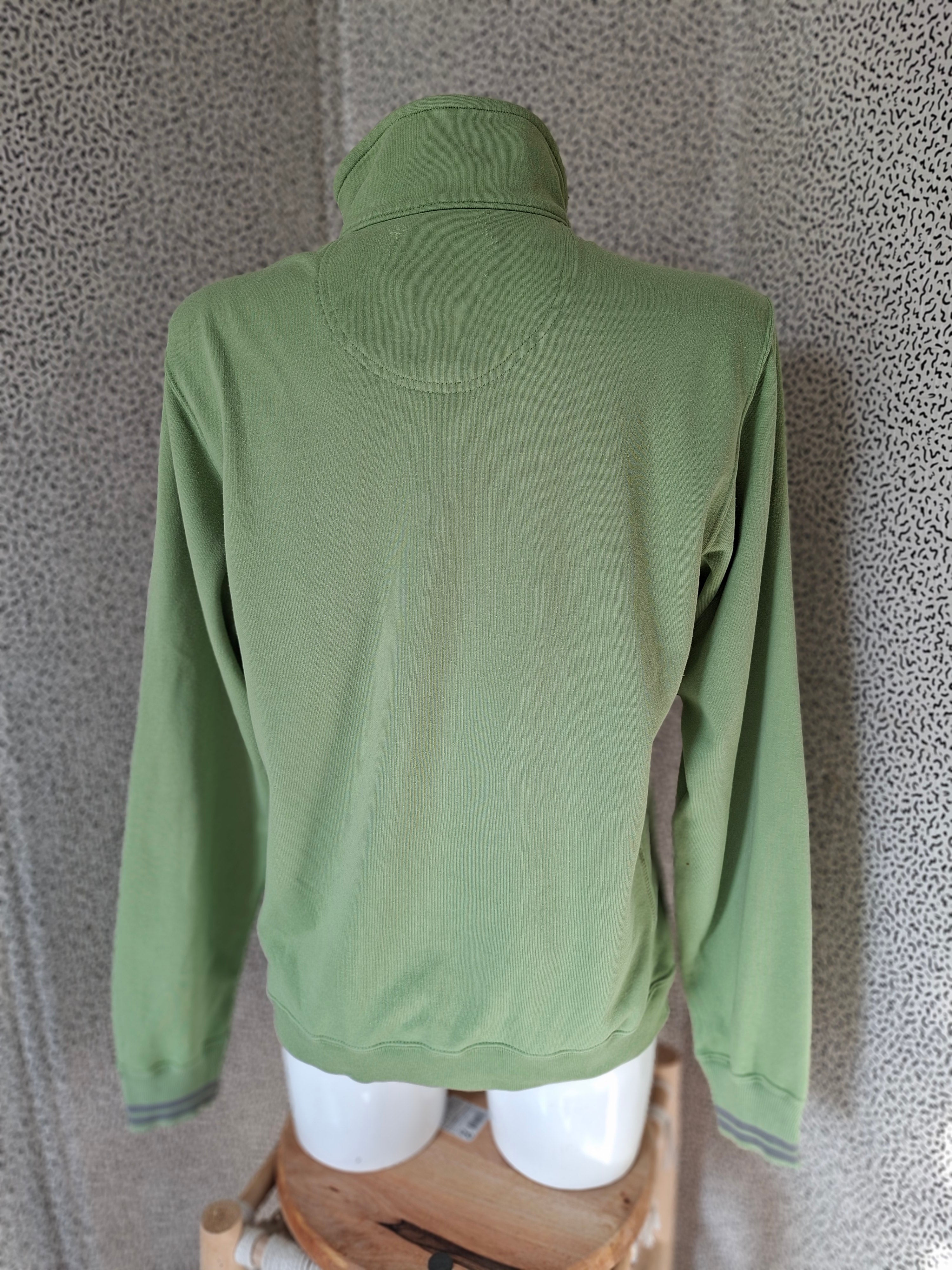Titre : Sweat Champion femme M vert pastel col zippé 1/4 logo brodé vintage