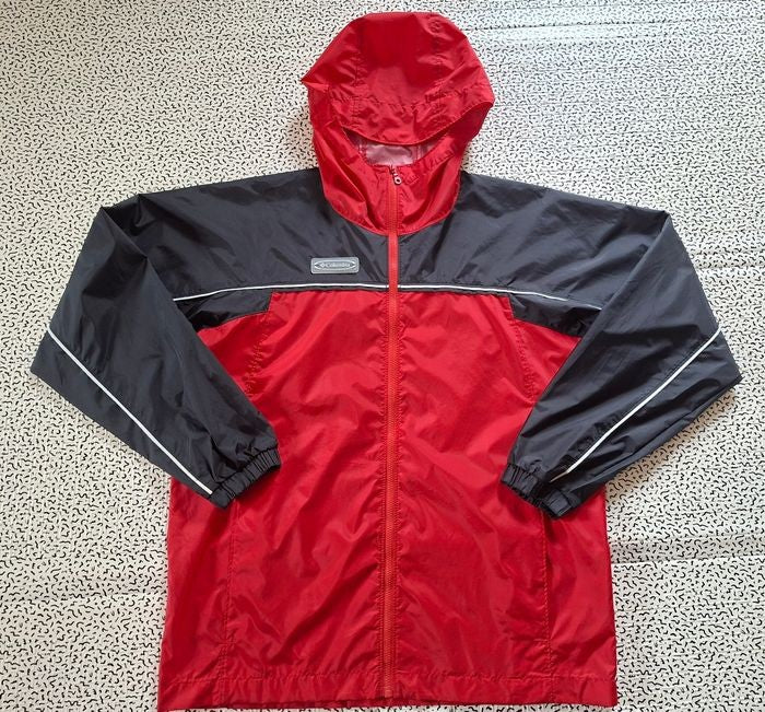 Coupe-vent Columbia rouge et noir à capuche 14/16 ans