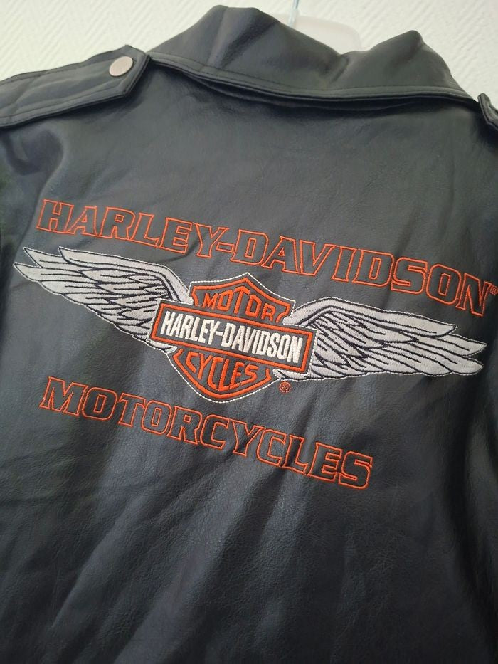 Blouson motard Harley-Davidson enfant 7 ans noir style biker doublé