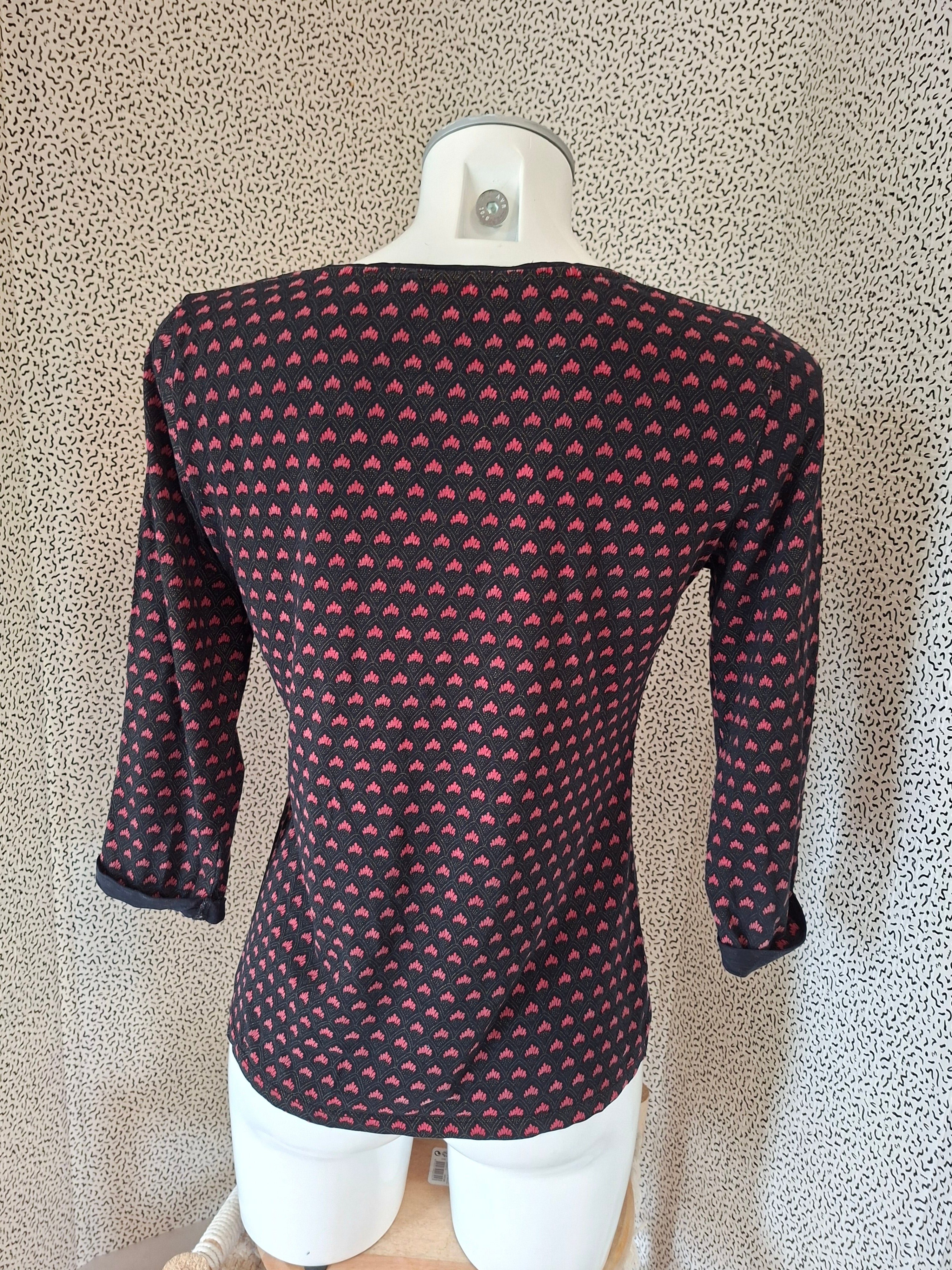 Haut femme Bonobo taille M – noir motifs rose – manches 3/4