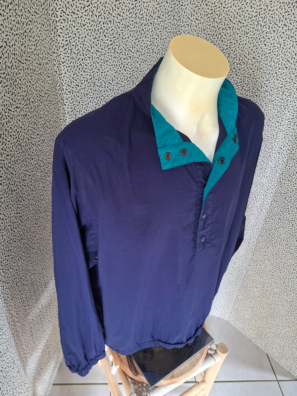 Eddie Bauer coupe-vent vintage homme M bleu marine turquoise – Outdoor 90s