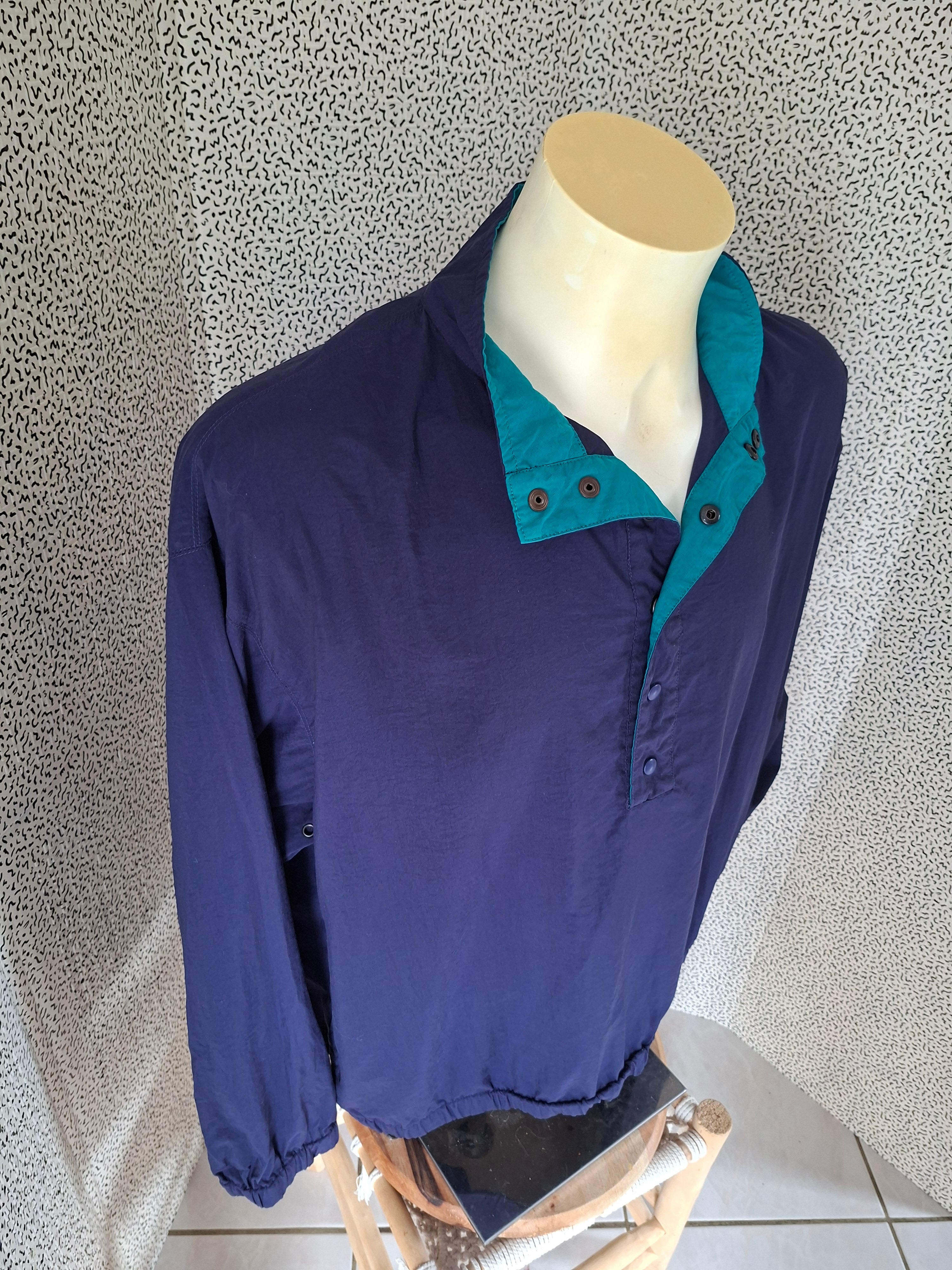 Eddie Bauer coupe-vent vintage homme M bleu marine turquoise – Outdoor 90s