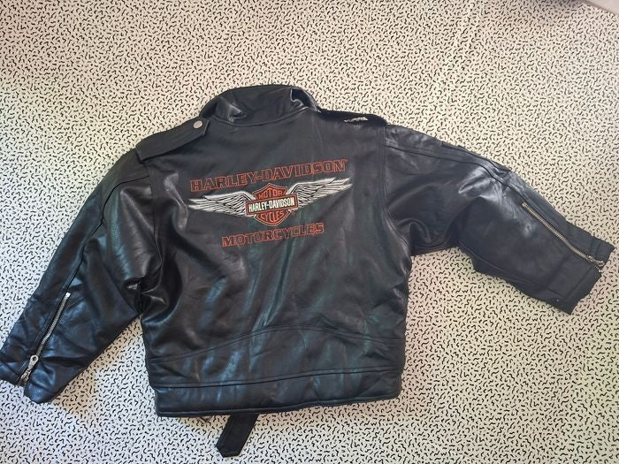 Blouson motard Harley-Davidson enfant 7 ans noir style biker doublé