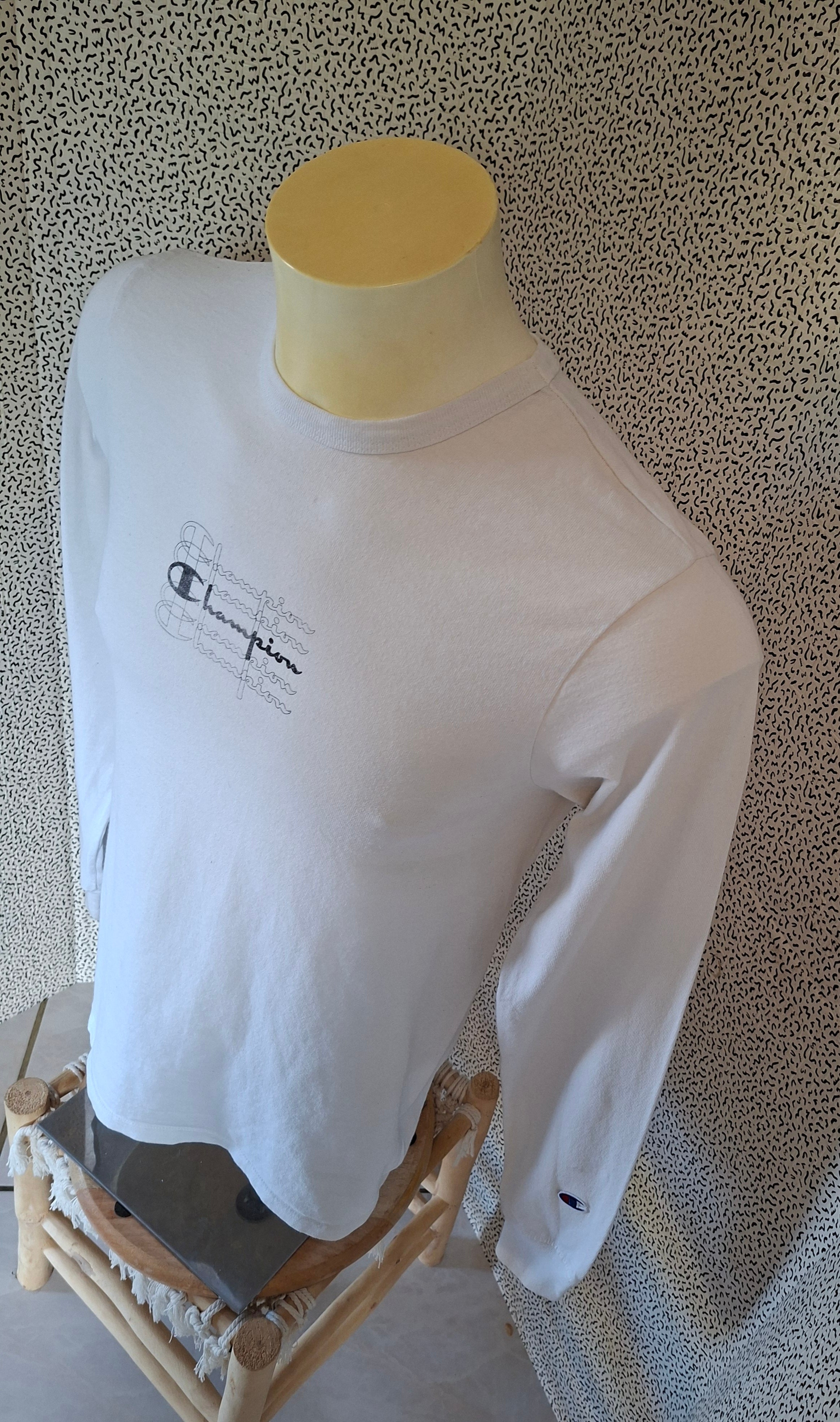 Titre : Champion vintage – T-shirt manches longues blanc – Taille S