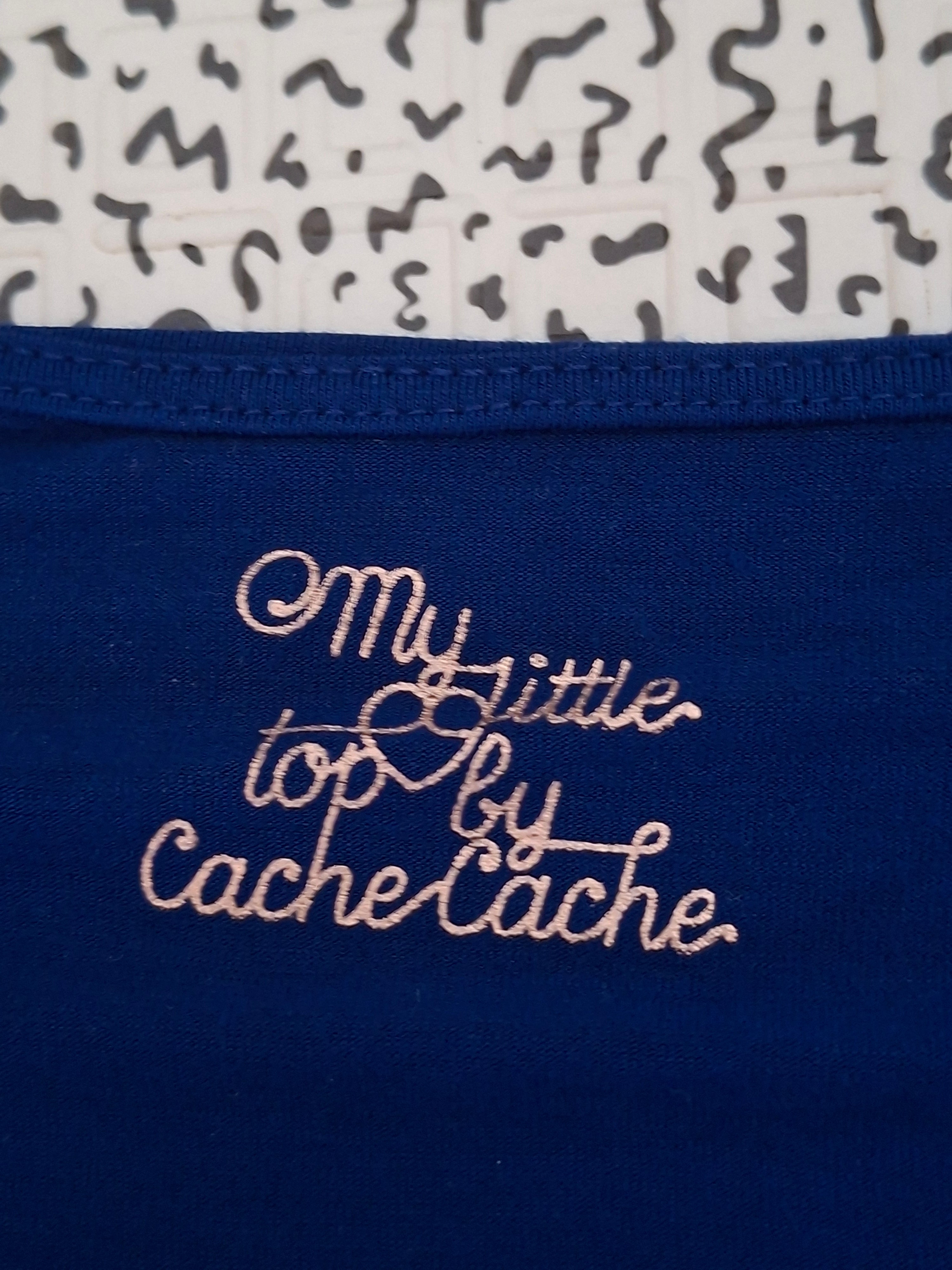 Top femme Cache Cache bleu – col bénitier drapé – fluide T40