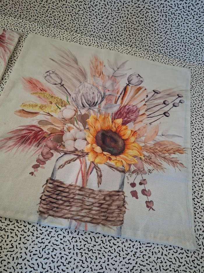 Lot de 2 housses de coussin automne neuves