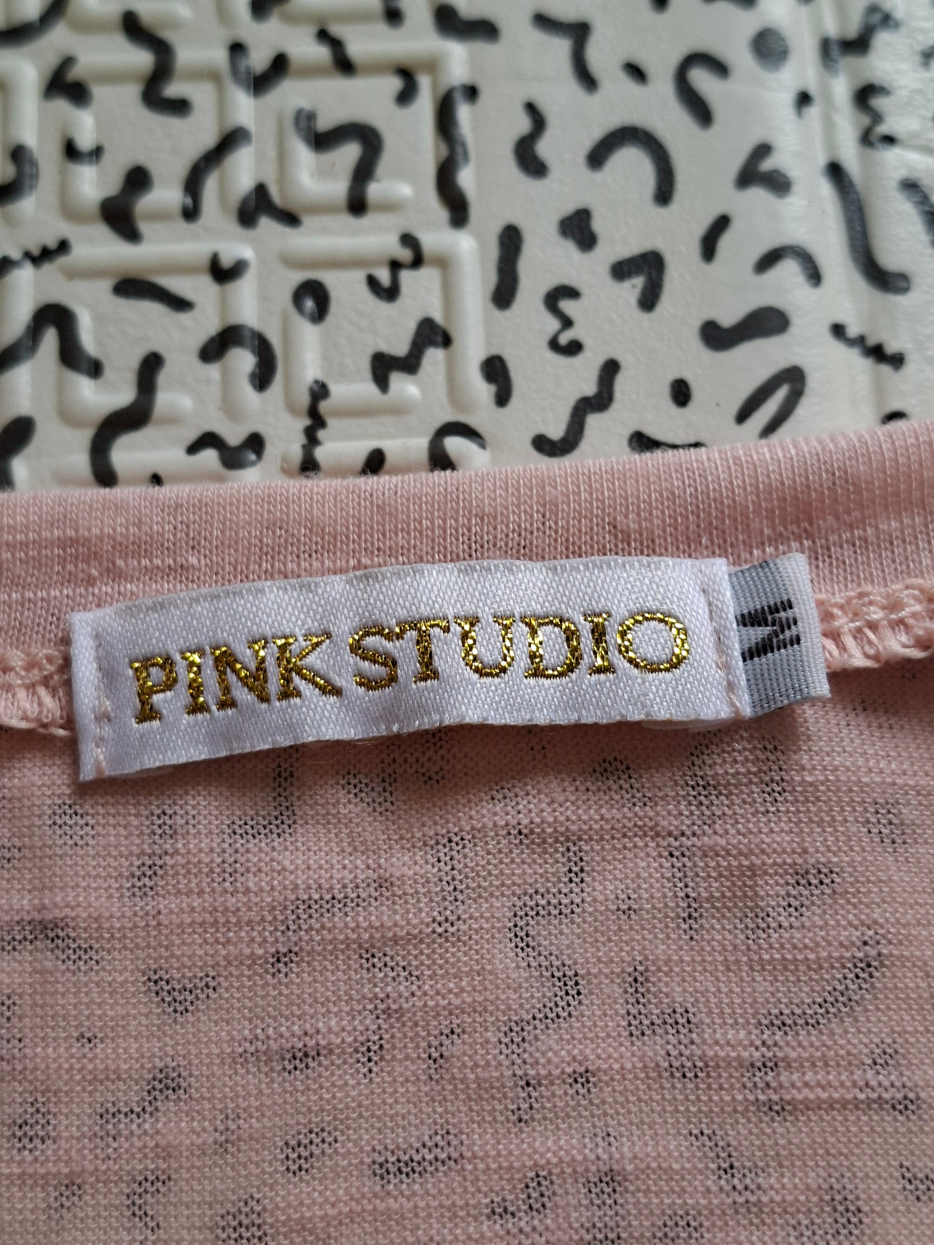 🌸 Top femme rose Pink Studio – motif 23 strass – noué devant M