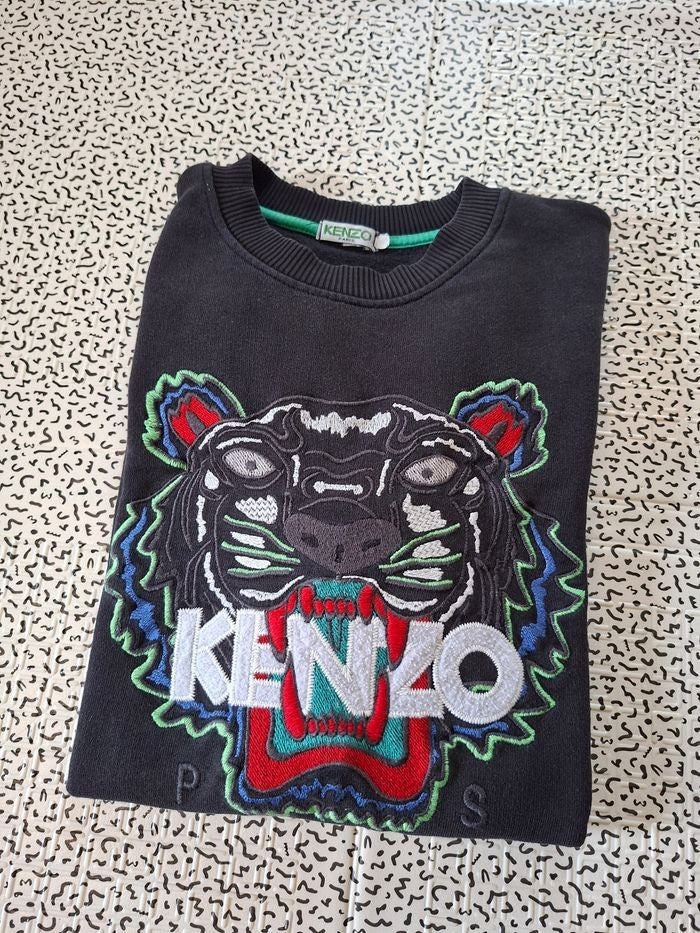 Sweat Kenzo Paris Tigre Brodé Noir Homme Taille S Streetwear Luxe