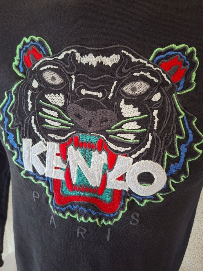 Détail broderie tigre Kenzo Paris - sweat noir homme taille S