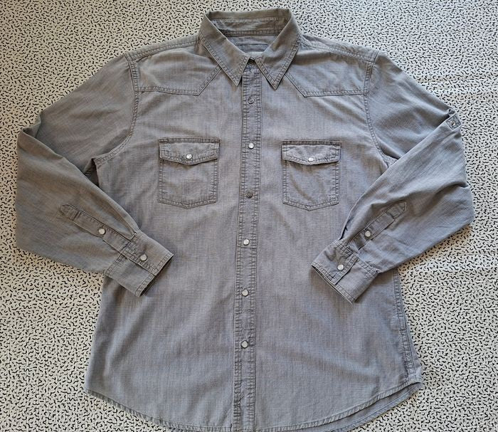 Chemise western homme Paper Denim & Cloth grise taille L 100% coton