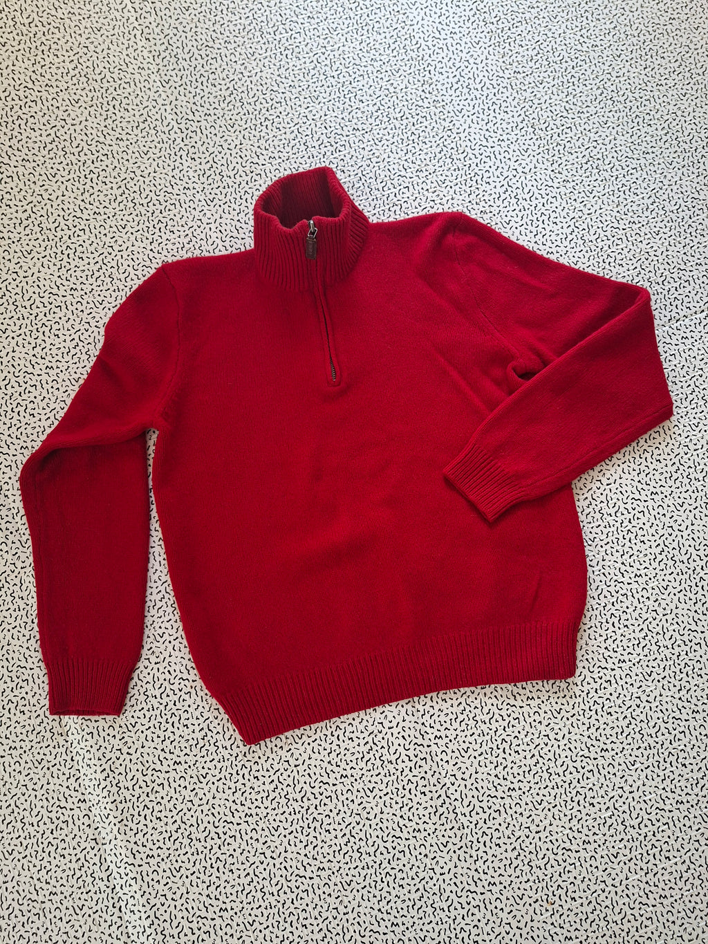 Vintage Polo by Ralph Lauren enfant M 10-12 ans – Pull 100% Lambswool rouge demi-zip