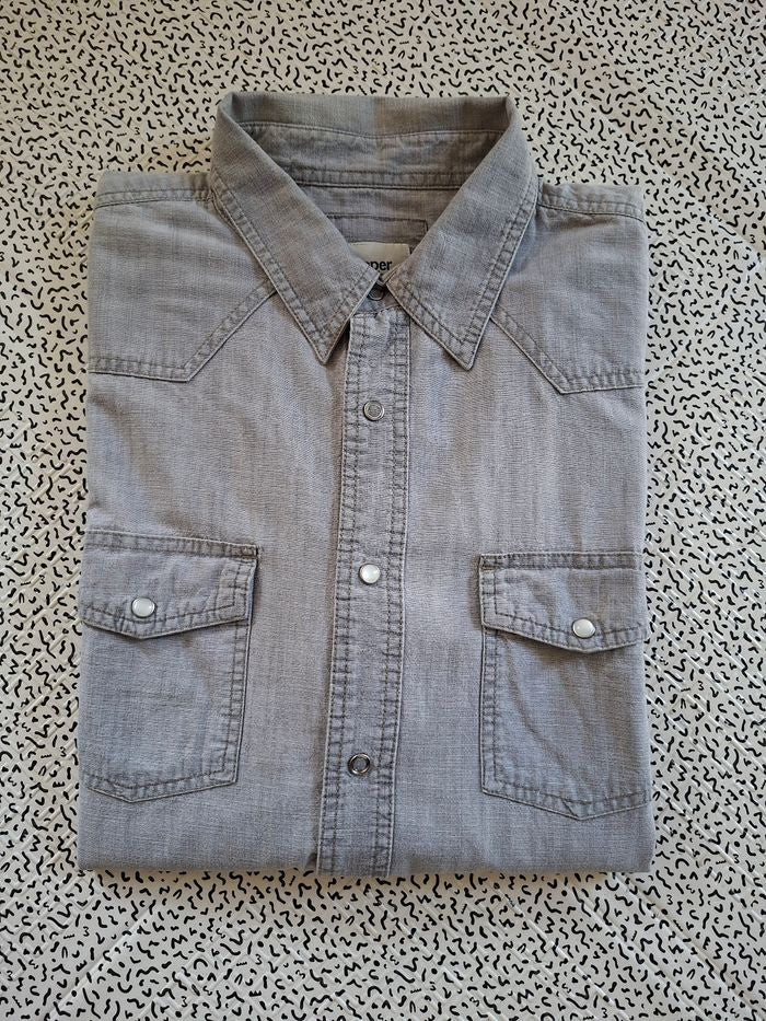 Chemise western homme Paper Denim & Cloth grise taille L 100% coton