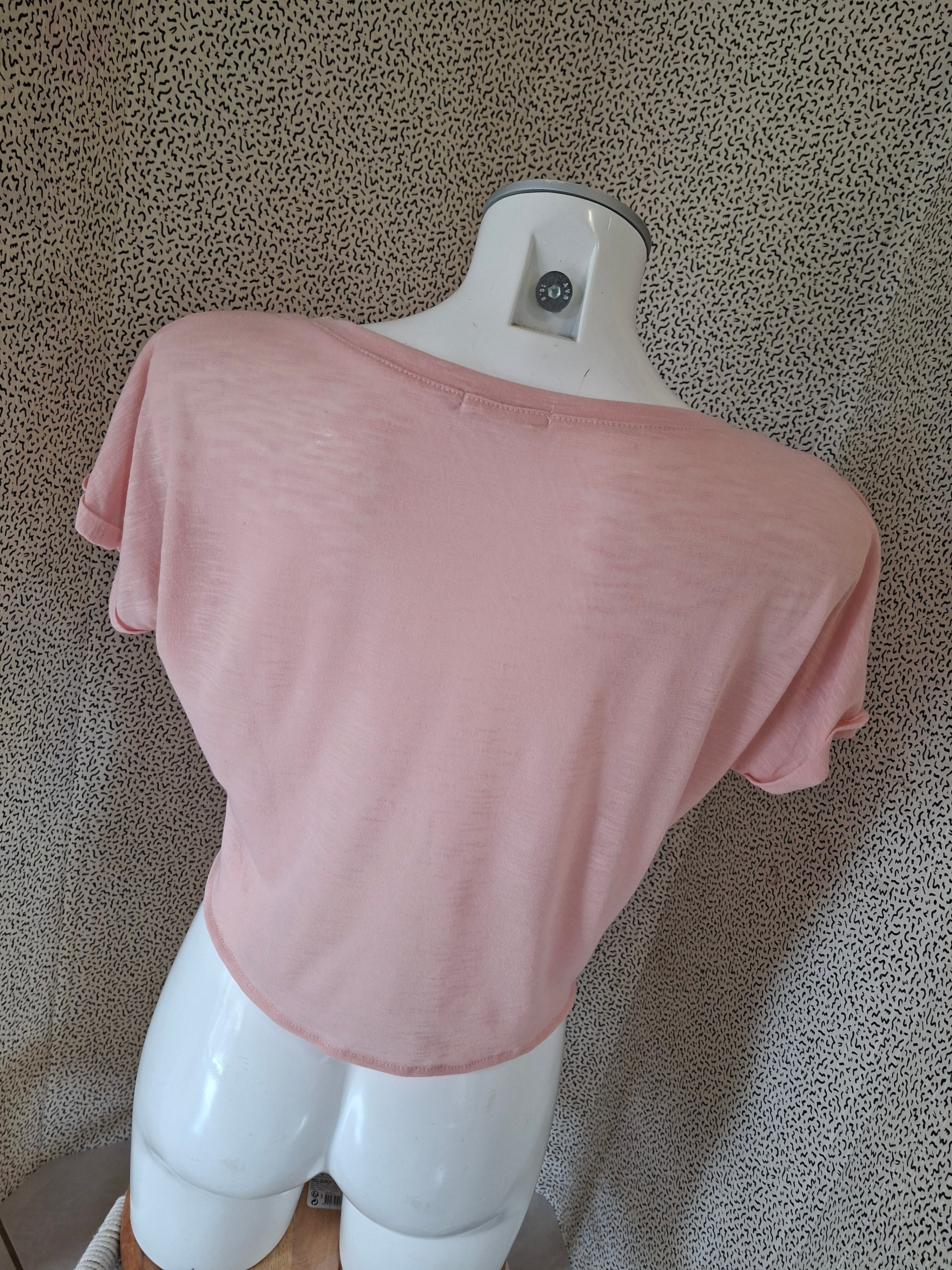 🌸 Top femme rose Pink Studio – motif 23 strass – noué devant M