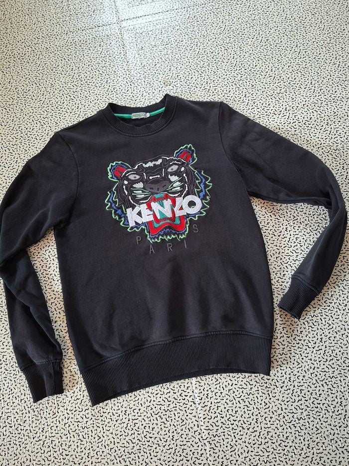 Sweat Kenzo Paris Tigre Brodé Noir Homme Taille S Streetwear Luxe
