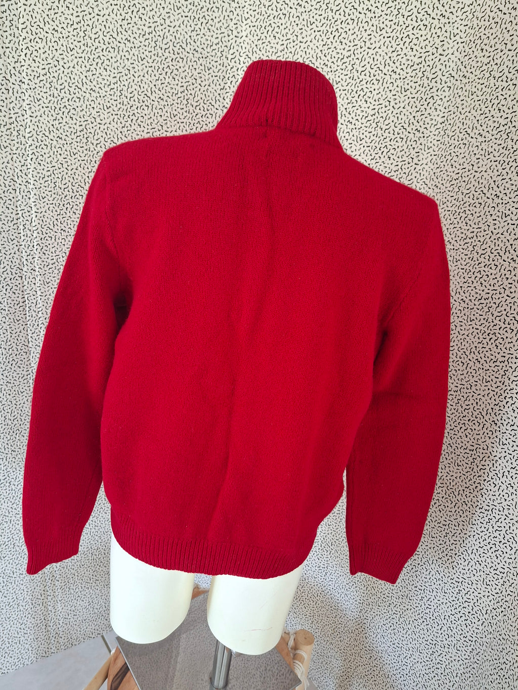 Vintage Polo by Ralph Lauren enfant M 10-12 ans – Pull 100% Lambswool rouge demi-zip