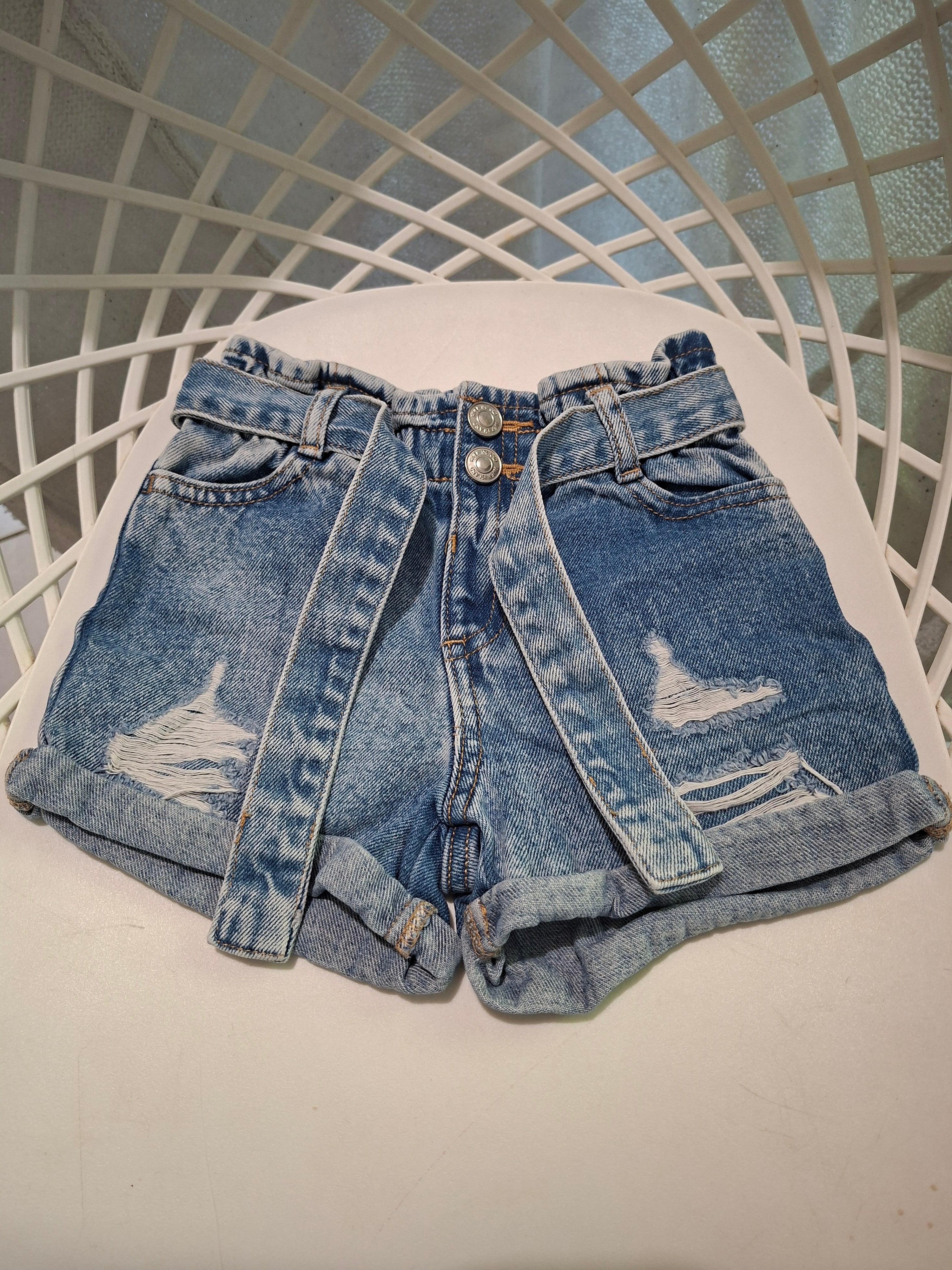 Short en jean River Island Mini 18-24 mois 92 cm bleu taille haute ceinture