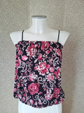 Top bustier femme à fleurs rose et bleu marine taille M/L - seconde main