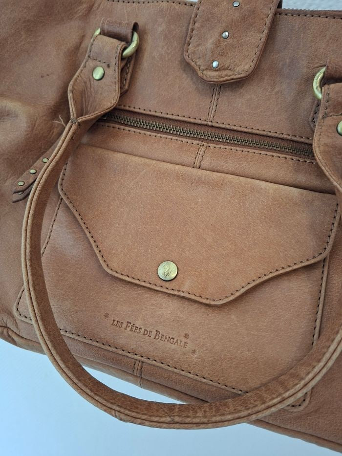 Sac Les Fées de Bengale cuir de buffle cognac très bon état peu utilisé bandoulière
