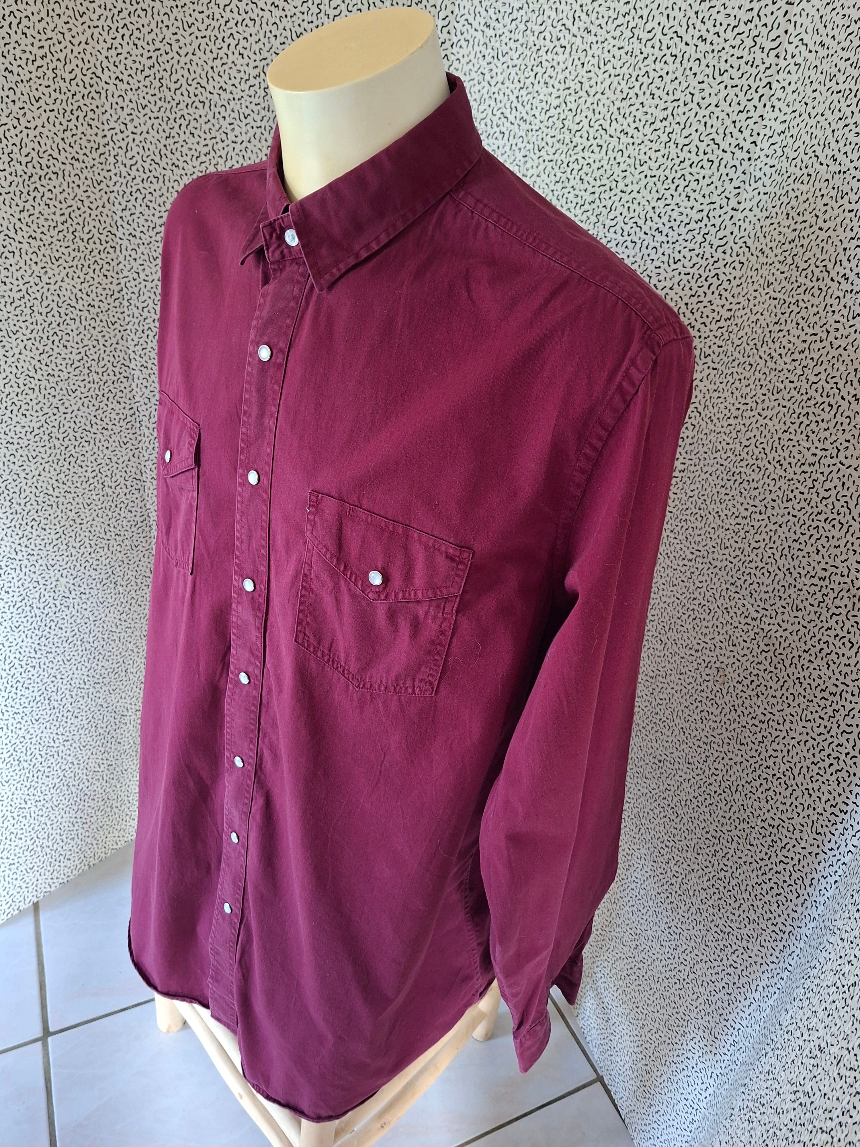 Chemise western homme MWG Apparel XL Tall bordeaux 100% coton