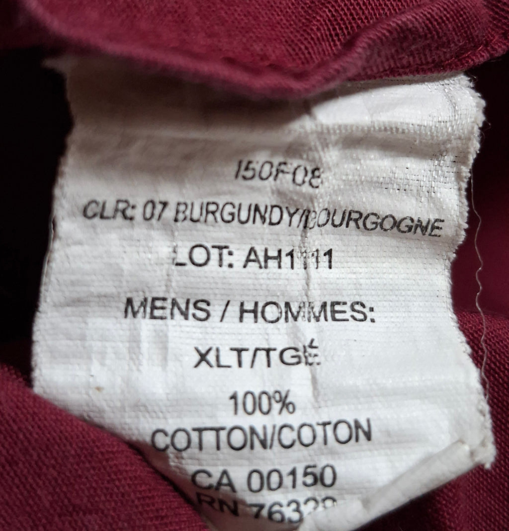 Chemise western homme MWG Apparel XL Tall bordeaux 100% coton