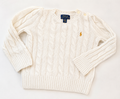 Pull torsadé blanc écru pailleté Polo Ralph Lauren - bébé 2 ans - seconde main vue de face