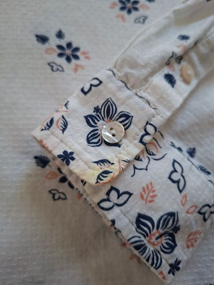 Chemise fleurie Pepe Jeans London femme taille L 100% coton blanc rose bleu