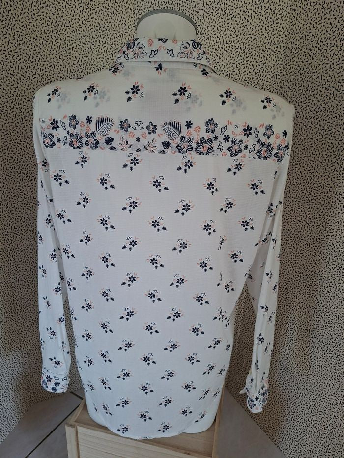 Chemise fleurie Pepe Jeans London femme taille L 100% coton blanc rose bleu
