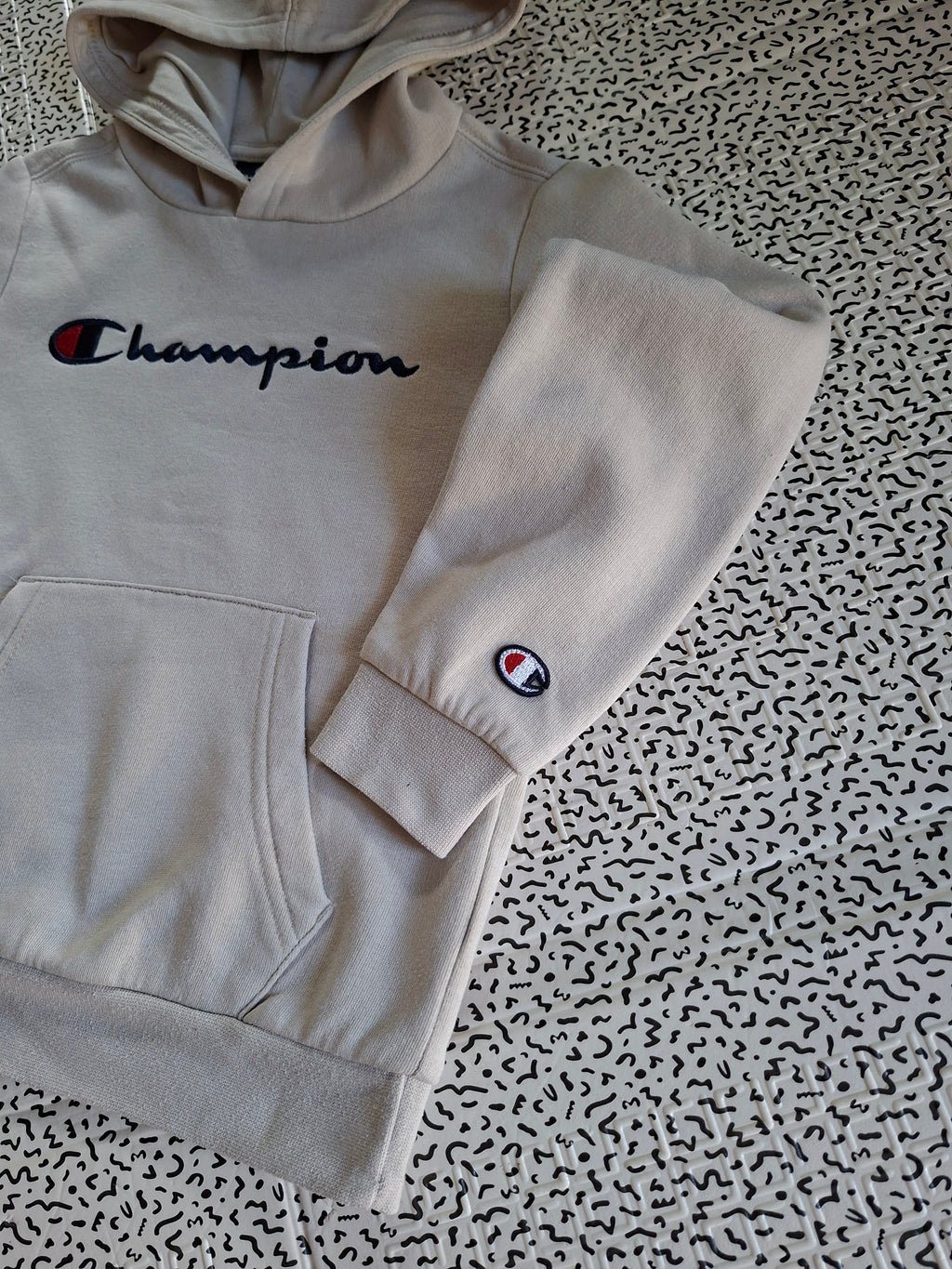 Sweat à capuche Champion enfant XS 5/6 ans beige brodé