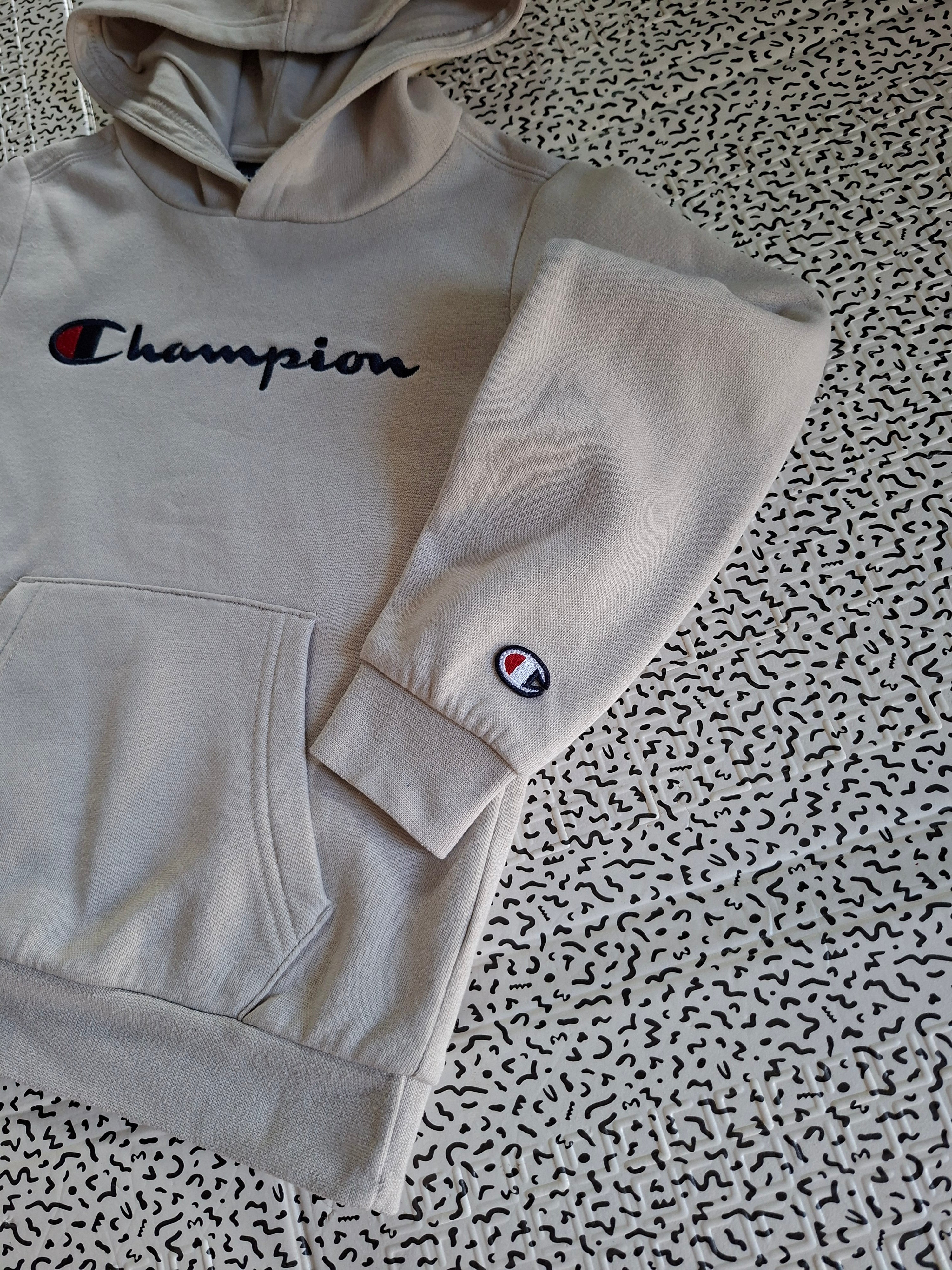 Sweat à capuche Champion enfant XS 5/6 ans beige brodé