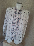 Chemise fleurie femme blanc rose bleu 100% coton taille L Pepe Jeans London - seconde main