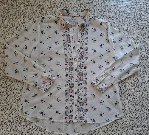 Chemise fleurie Pepe Jeans London femme taille L 100% coton blanc rose bleu
