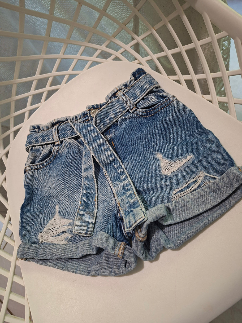 Short en jean River Island Mini 18-24 mois 92 cm bleu taille haute ceinture