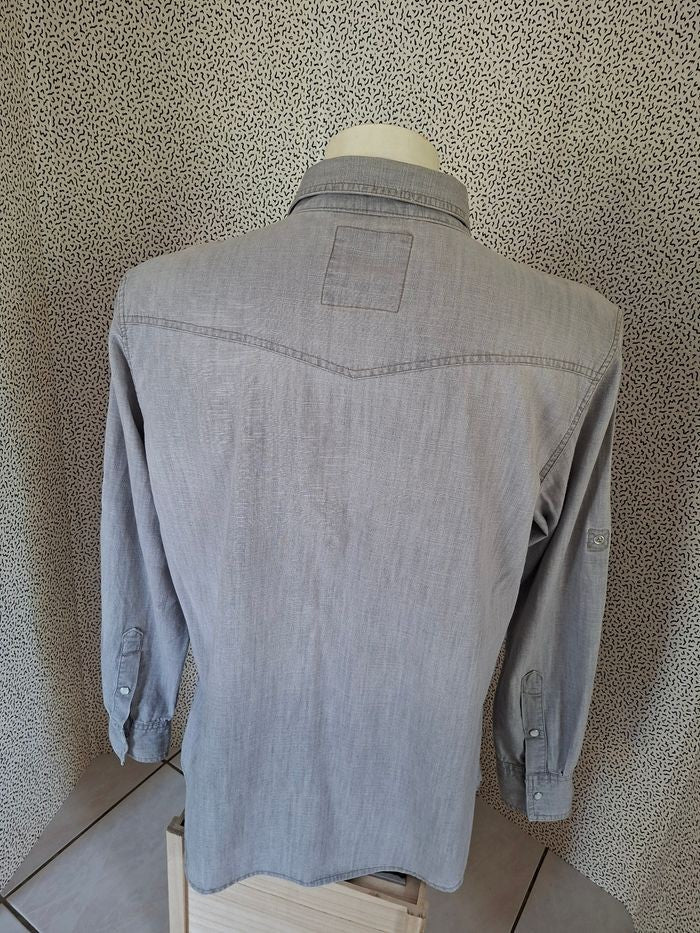 Chemise western homme Paper Denim & Cloth grise taille L 100% coton