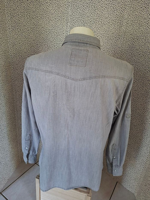 Chemise western homme Paper Denim & Cloth grise taille L 100% coton