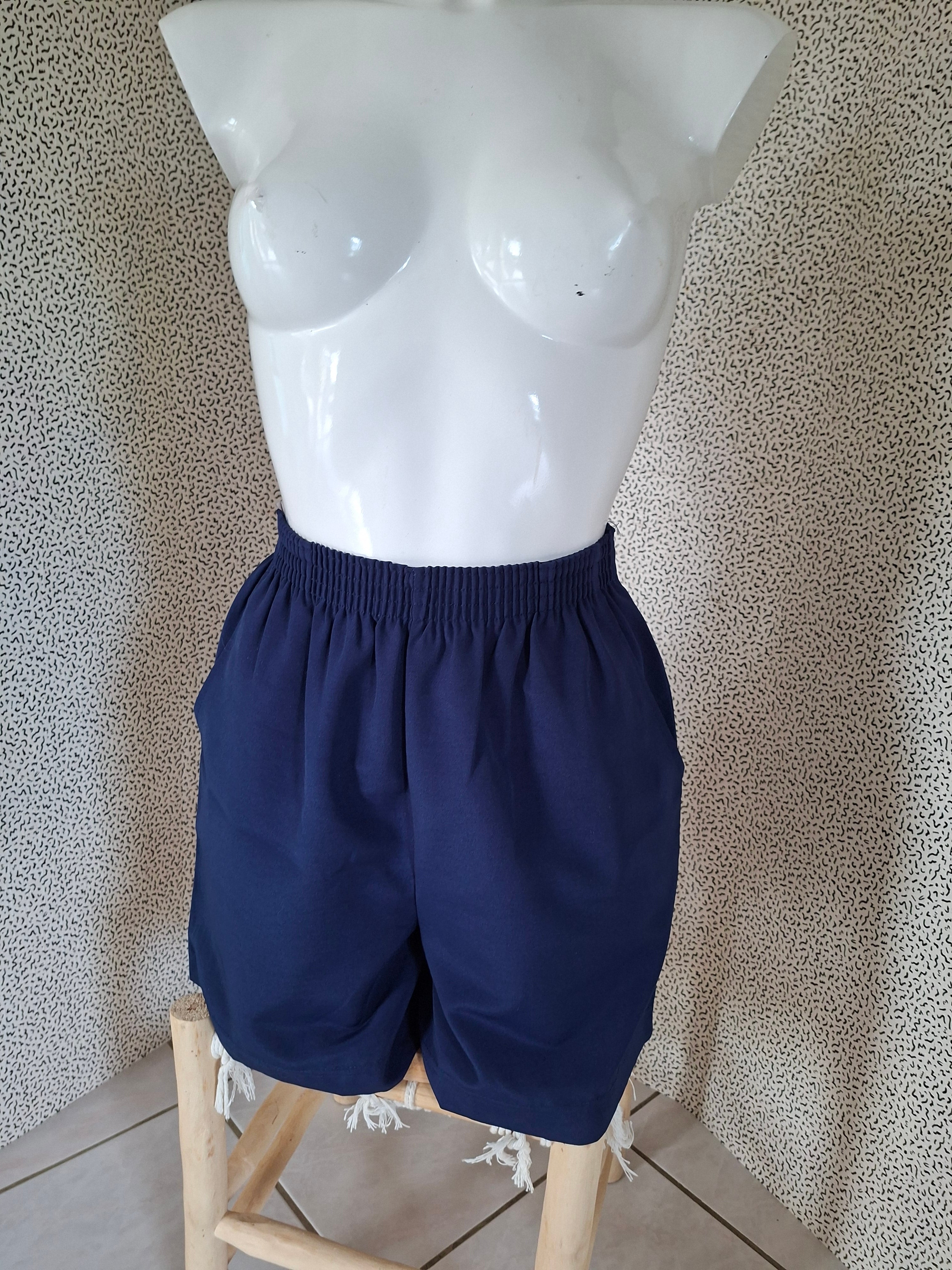 Short bleu marine taille 158 – convient XS/S adulte – taille élastique