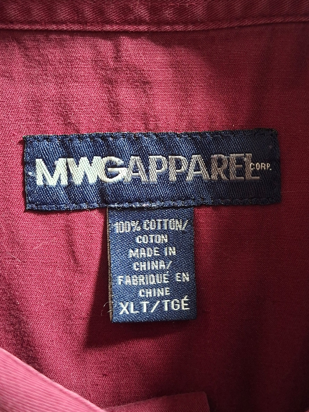 Chemise western homme MWG Apparel XL Tall bordeaux 100% coton