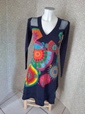 Robe Desigual femme S bleu marine multicolore sequins 100% coton
