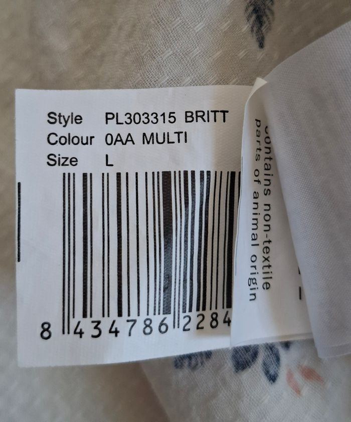 Chemise fleurie Pepe Jeans London femme taille L 100% coton blanc rose bleu