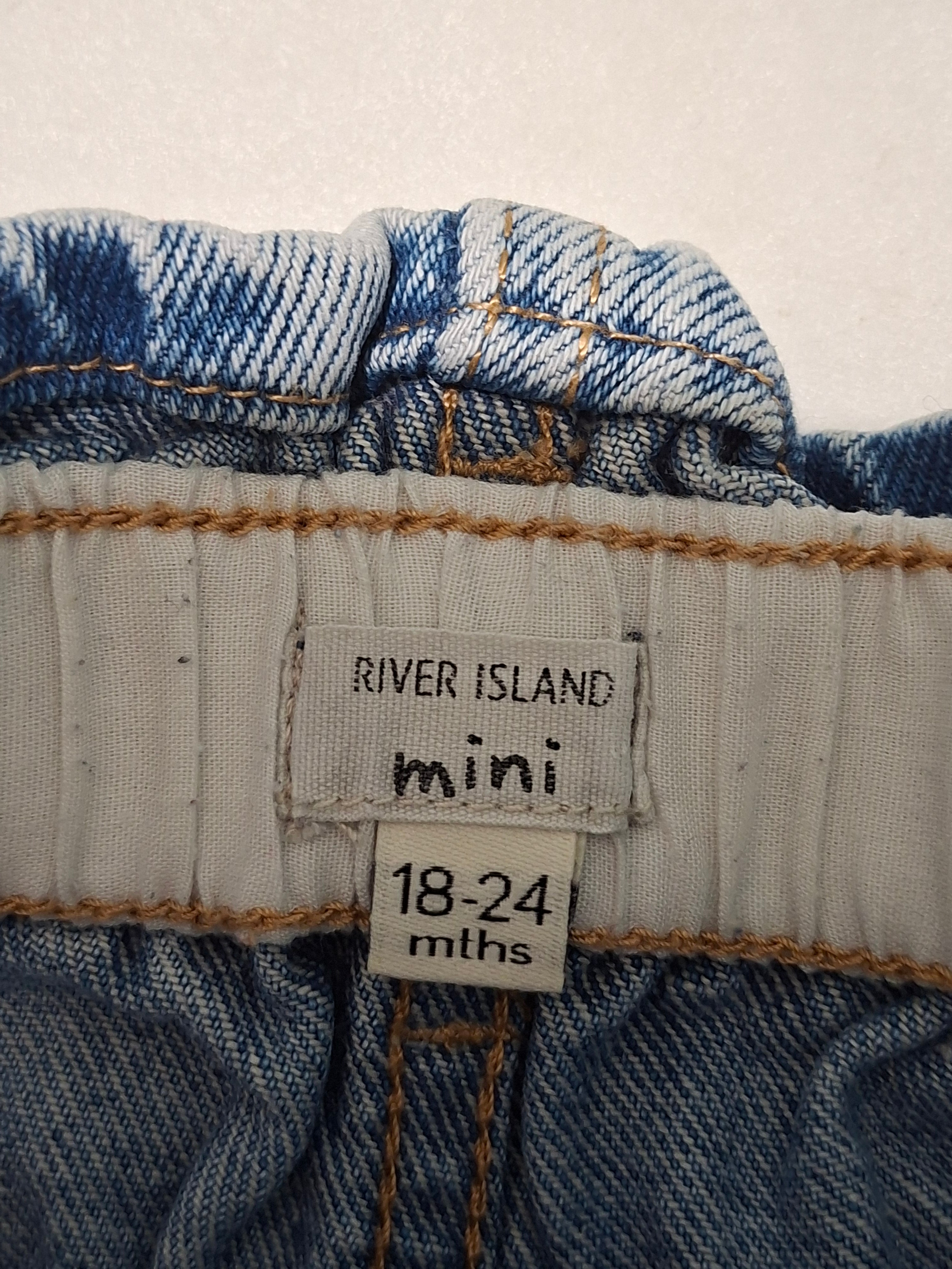 Short en jean River Island Mini 18-24 mois 92 cm bleu taille haute ceinture