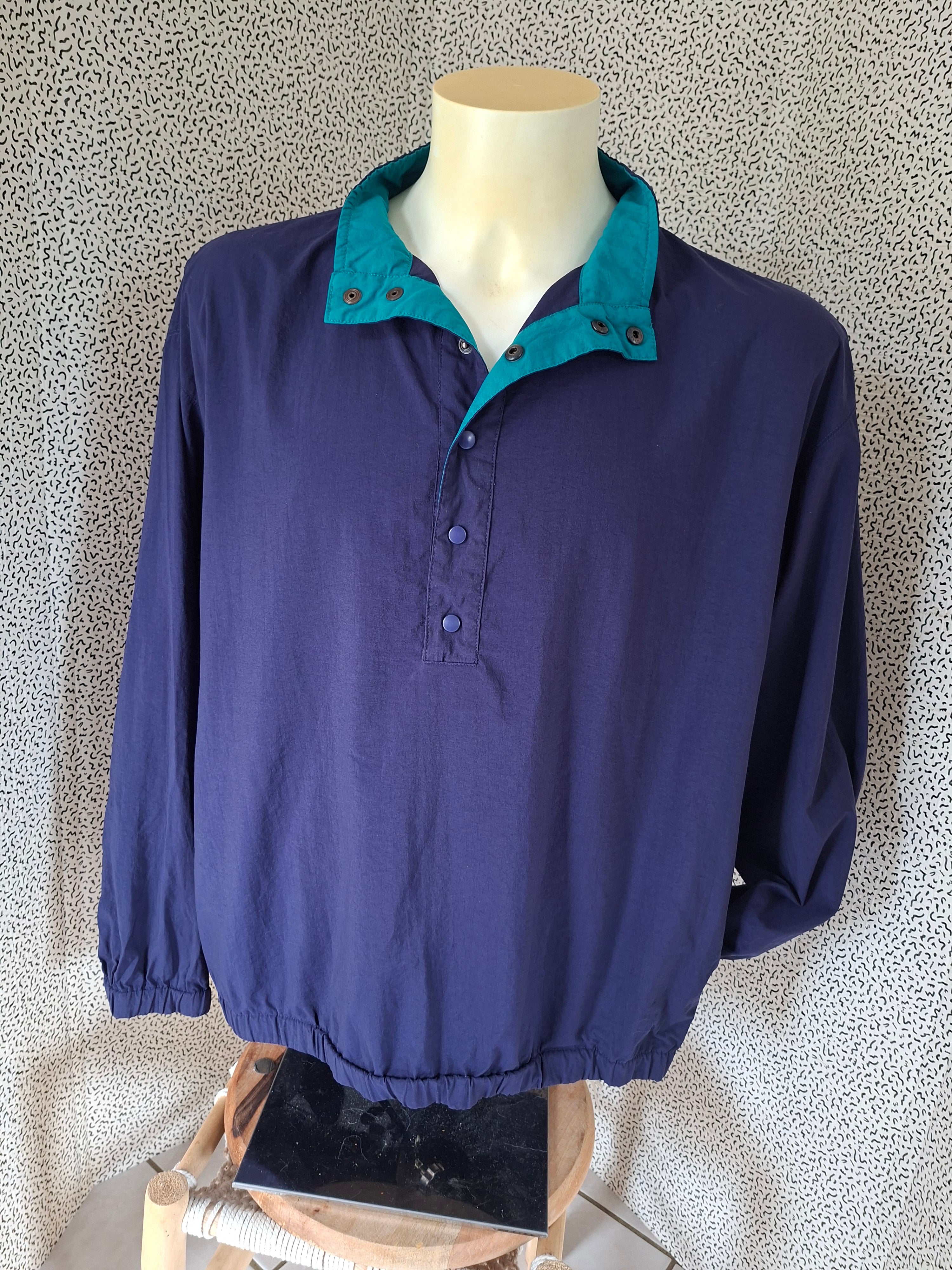 Eddie Bauer coupe-vent vintage homme M bleu marine turquoise – Outdoor 90s