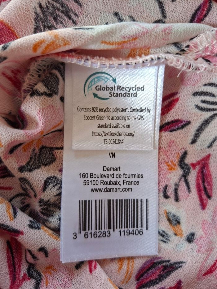 T-shirt femme Damart fleuri rose manches courtes taille 38/40